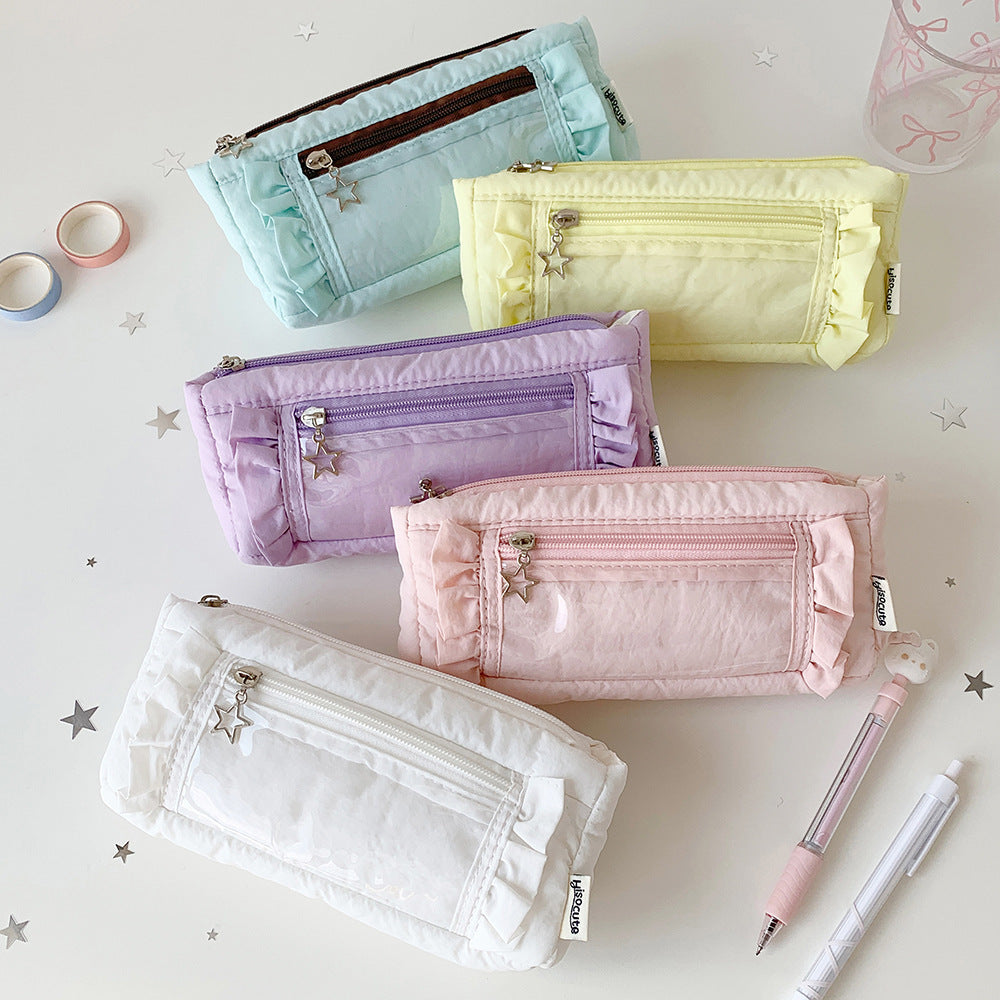 Star-Embellished Cosmetic Pencil Case