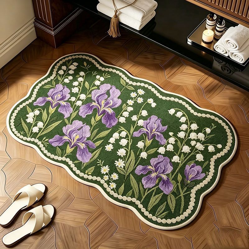 Floral Patterned Memory Foam Bath Mat