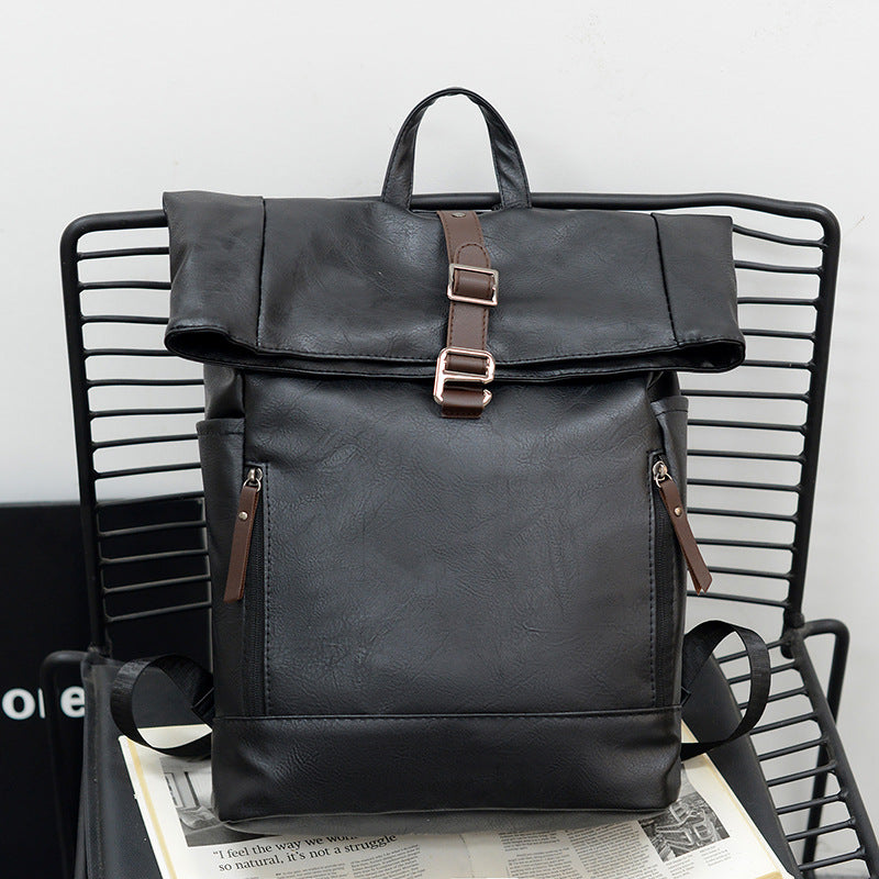 Vintage Leather Rolltop Backpack Kalsten