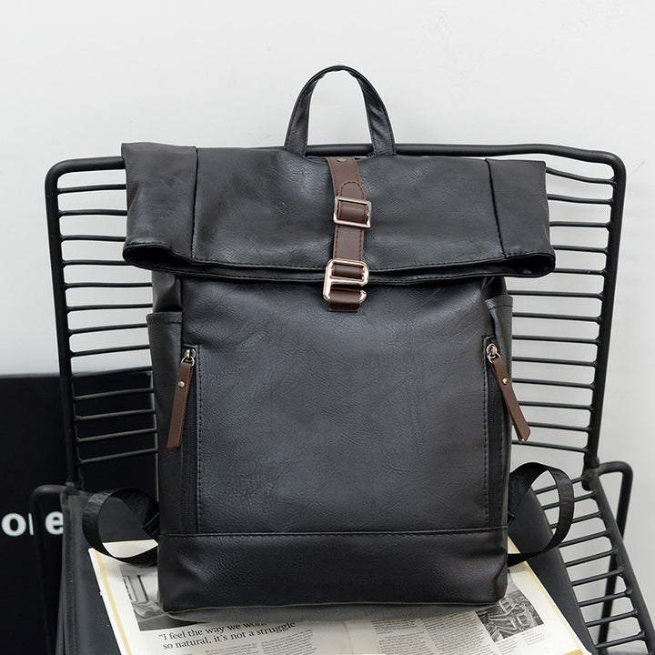 Vintage Leather Rolltop Backpack Kalsten