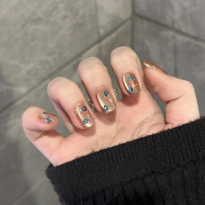 Glittering artificial nails with floral design Kalsten