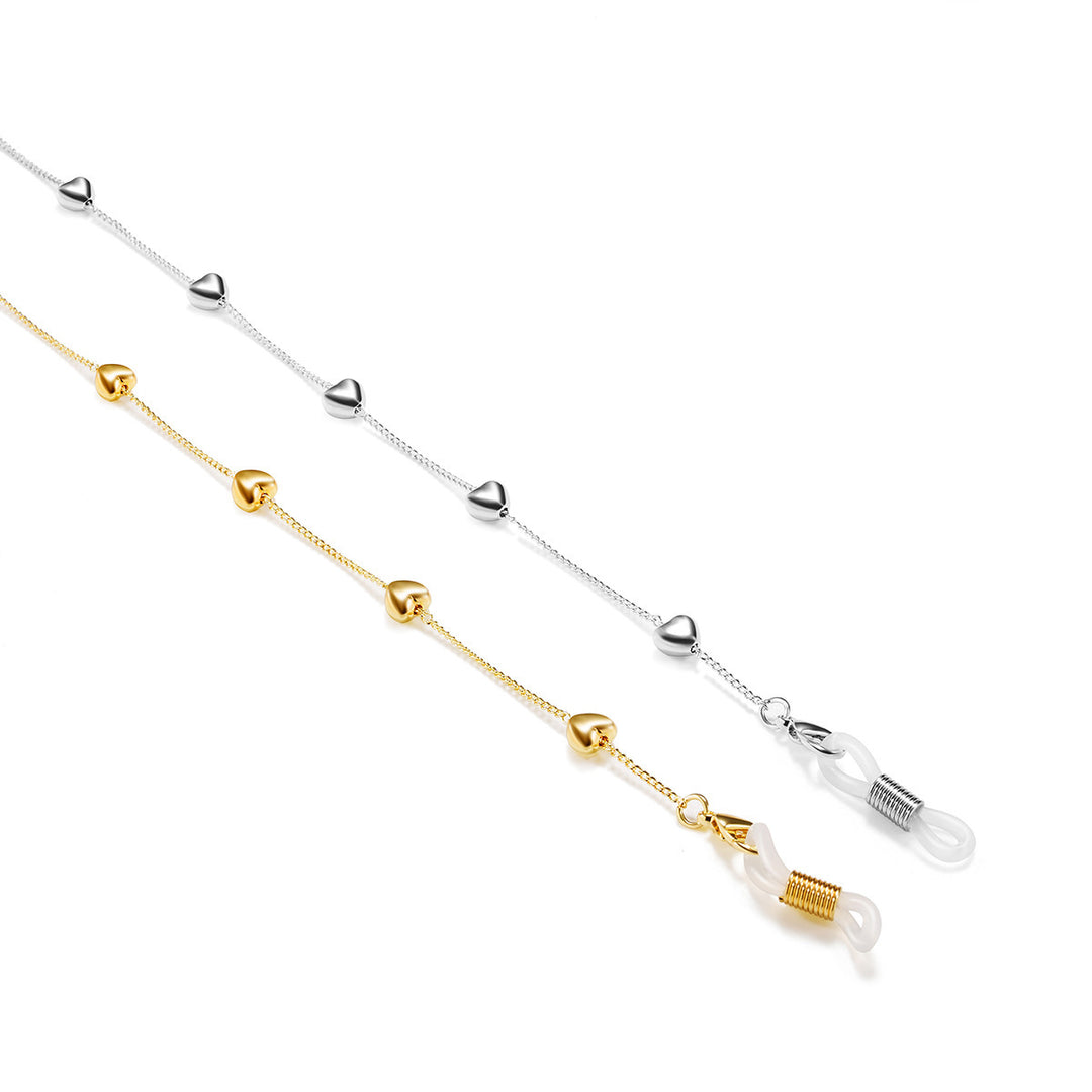 Fashionable glasses strap made of stainless steel with heart pendants Kalsten