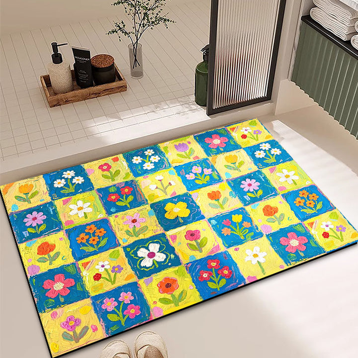 Vibrant Floral Pattern Bath Mat