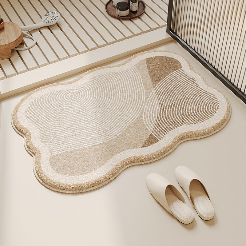 Cloud-Shaped Absorbent Microfiber Bath Mat with Anti-Slip Backing and Textured Concentric Pattern