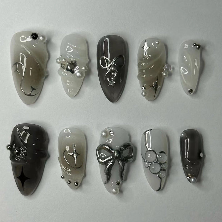 Elegant artificial nails with modern design and glitter accents Kalsten