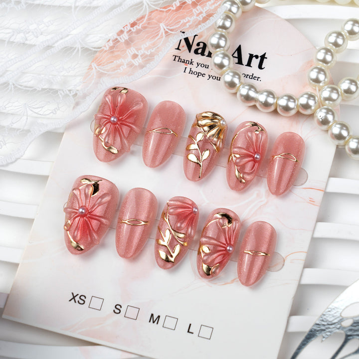 Decorative Floral-Accented Press-On Nail Set