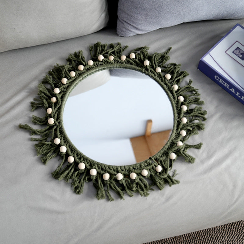 Beef mirror with macrame frame