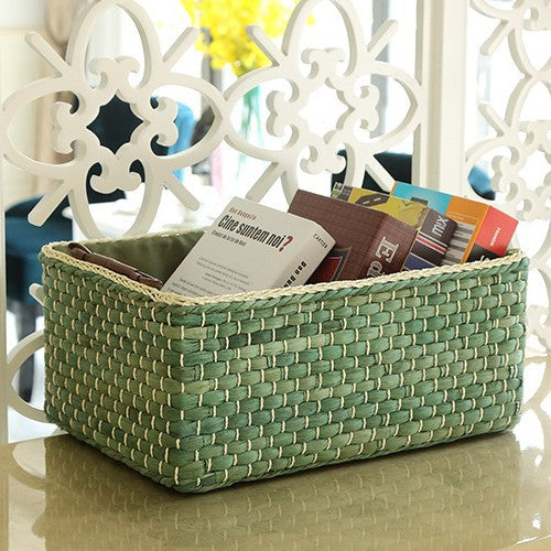 Handcrafted organizer basket with two handles Kalsten