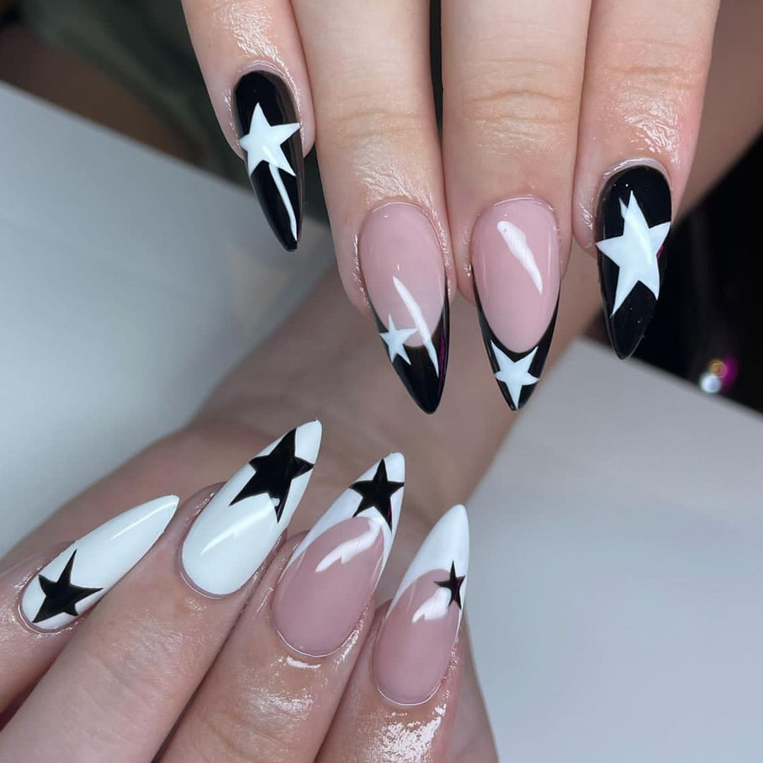 Stylish Star Accent Stiletto Nail Art Kalsten