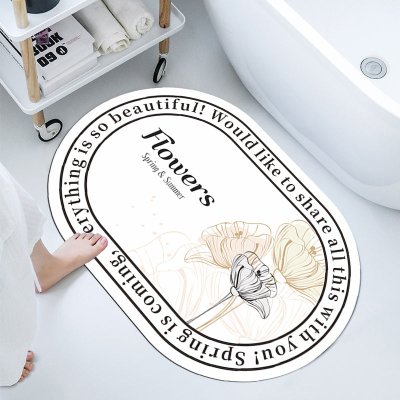 Floral-Themed Bathroom Mat