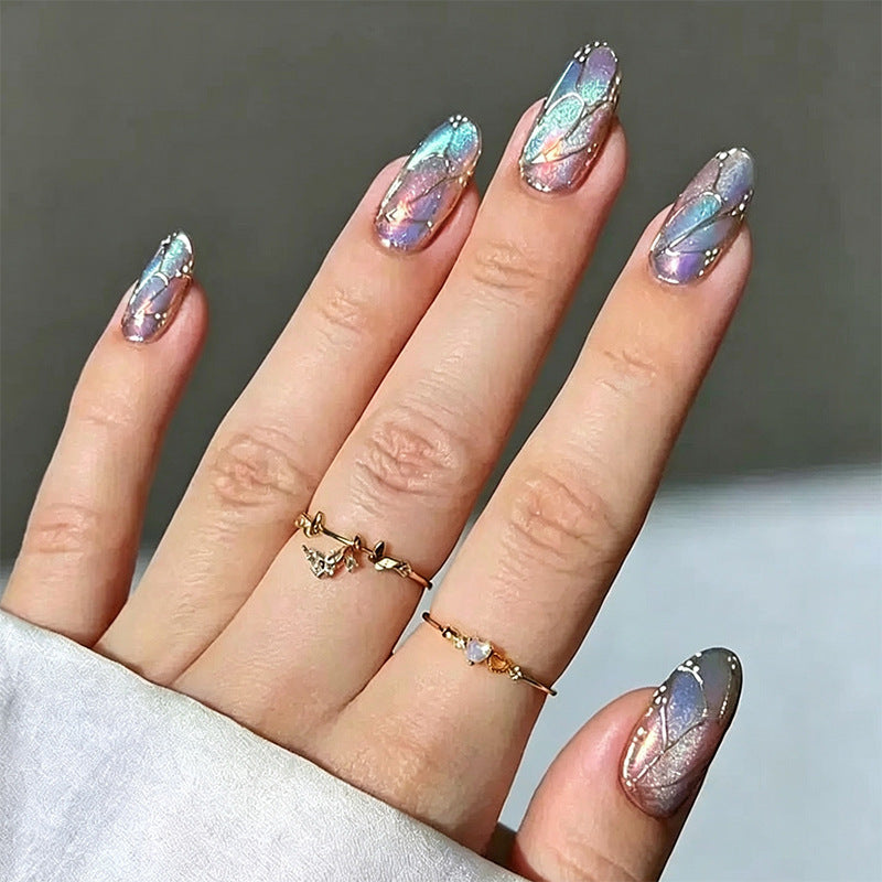 Elegant artificial nails with hand-painted floral accents Kalsten