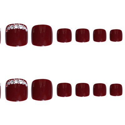 Glossy Press-On Nail Art Set with Rhinestone Accents Kalsten