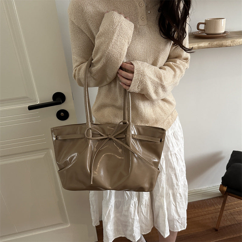 Sleek Patent Leather Tote Bag