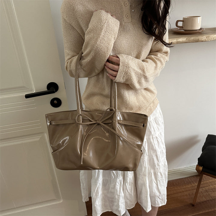 Sleek Patent Leather Tote Bag