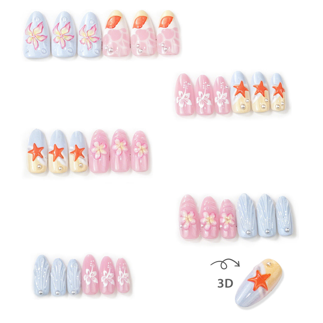 Tropical-Inspired Decorative Press-On Nail Art Set