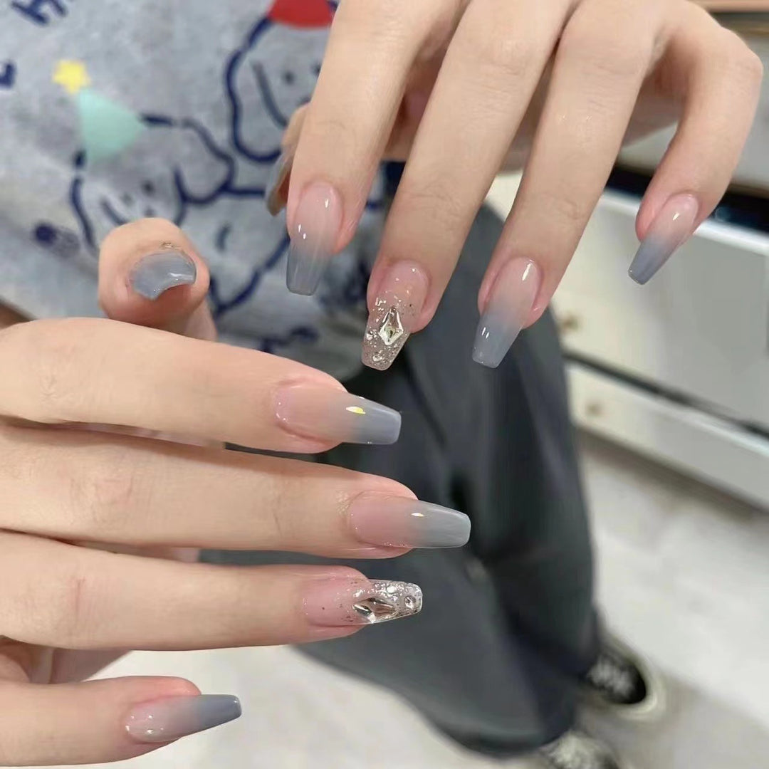 Premium Press-On Nail Set with Glitter Accents