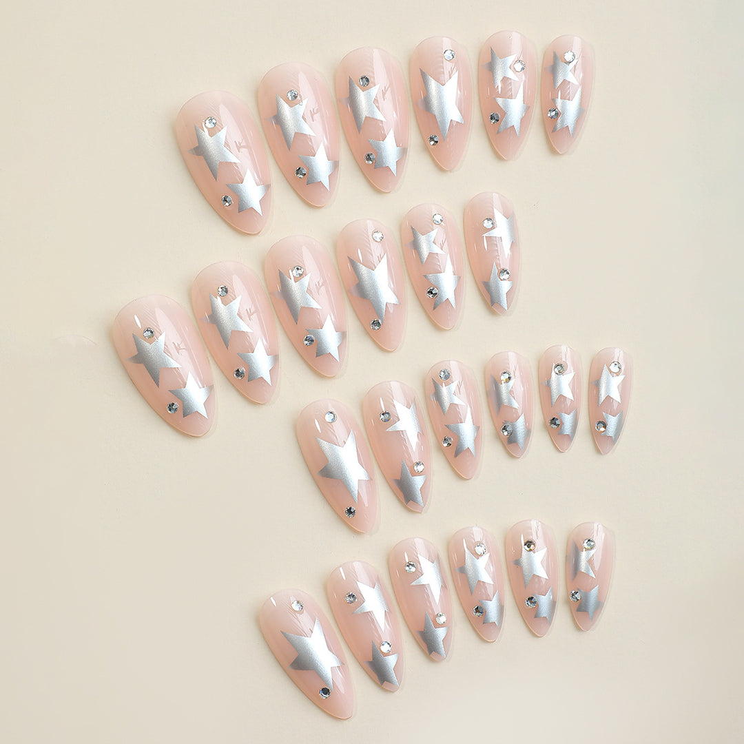 Decorative Press-On Nail Art Set with Star Designs kalsten