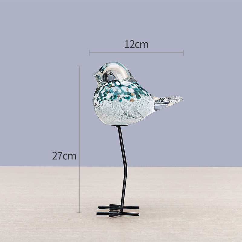 Handblown Decorative Glass Bird Sculpture on Metal Legs Kalsten