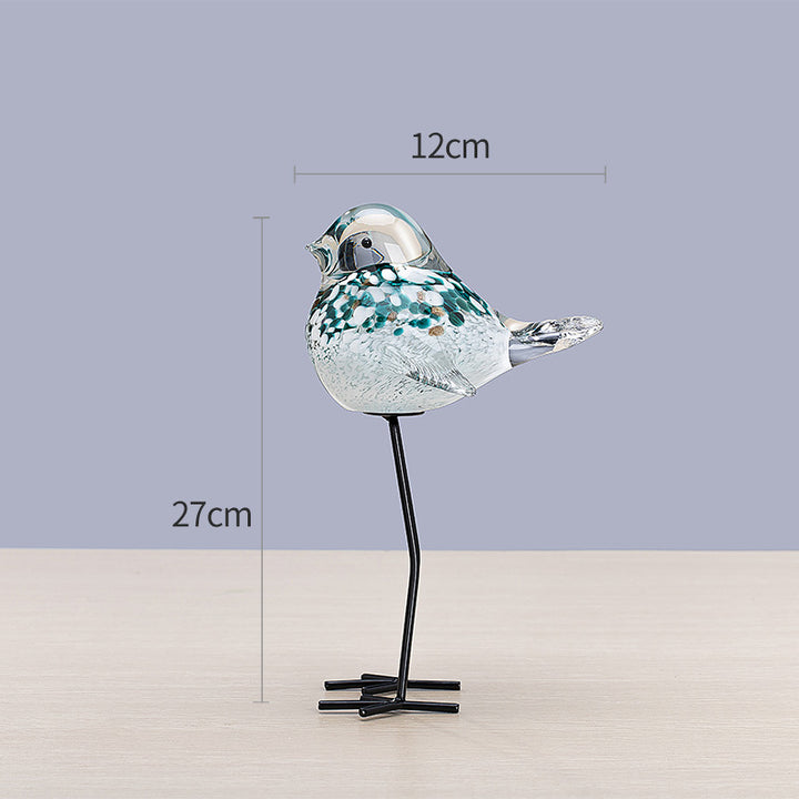 Handblown Decorative Glass Bird Sculpture on Metal Legs Kalsten