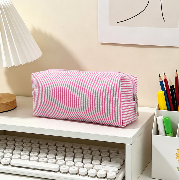 Striped Zippered Pencil Case Bag Kalsten