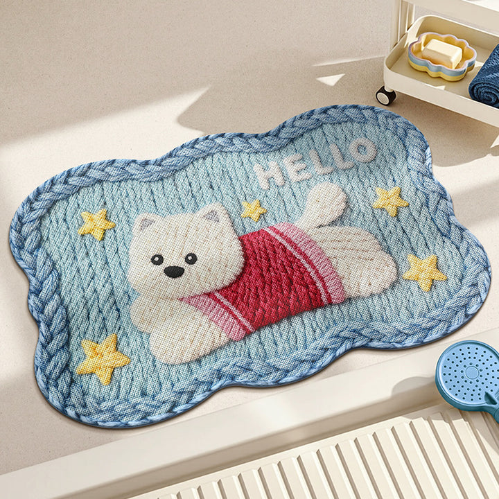 Adorable Embroidered Bear Bath Mat Kalsten