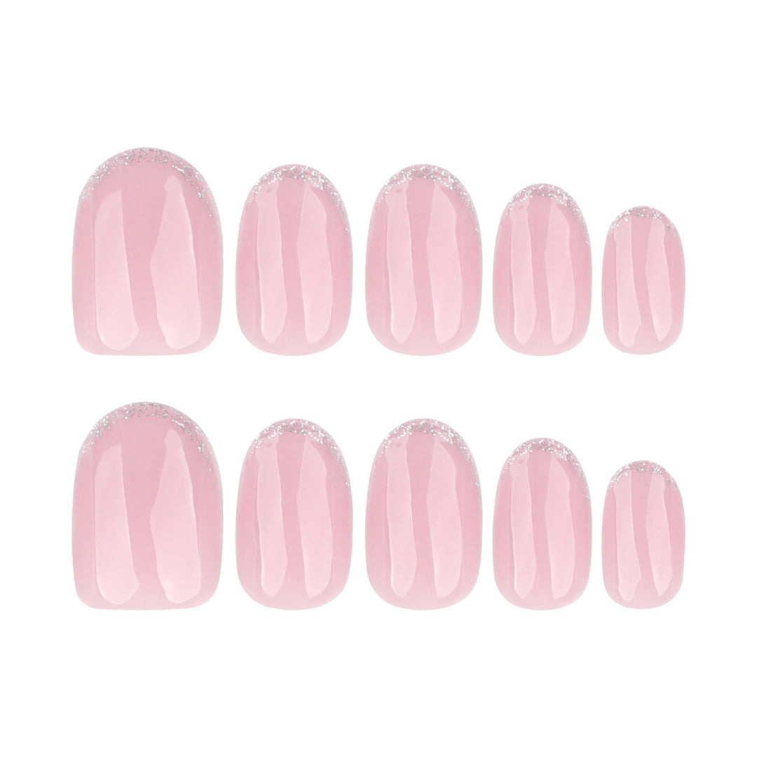 Acrylic nail set with elegant French tip and glitter accents Kalsten