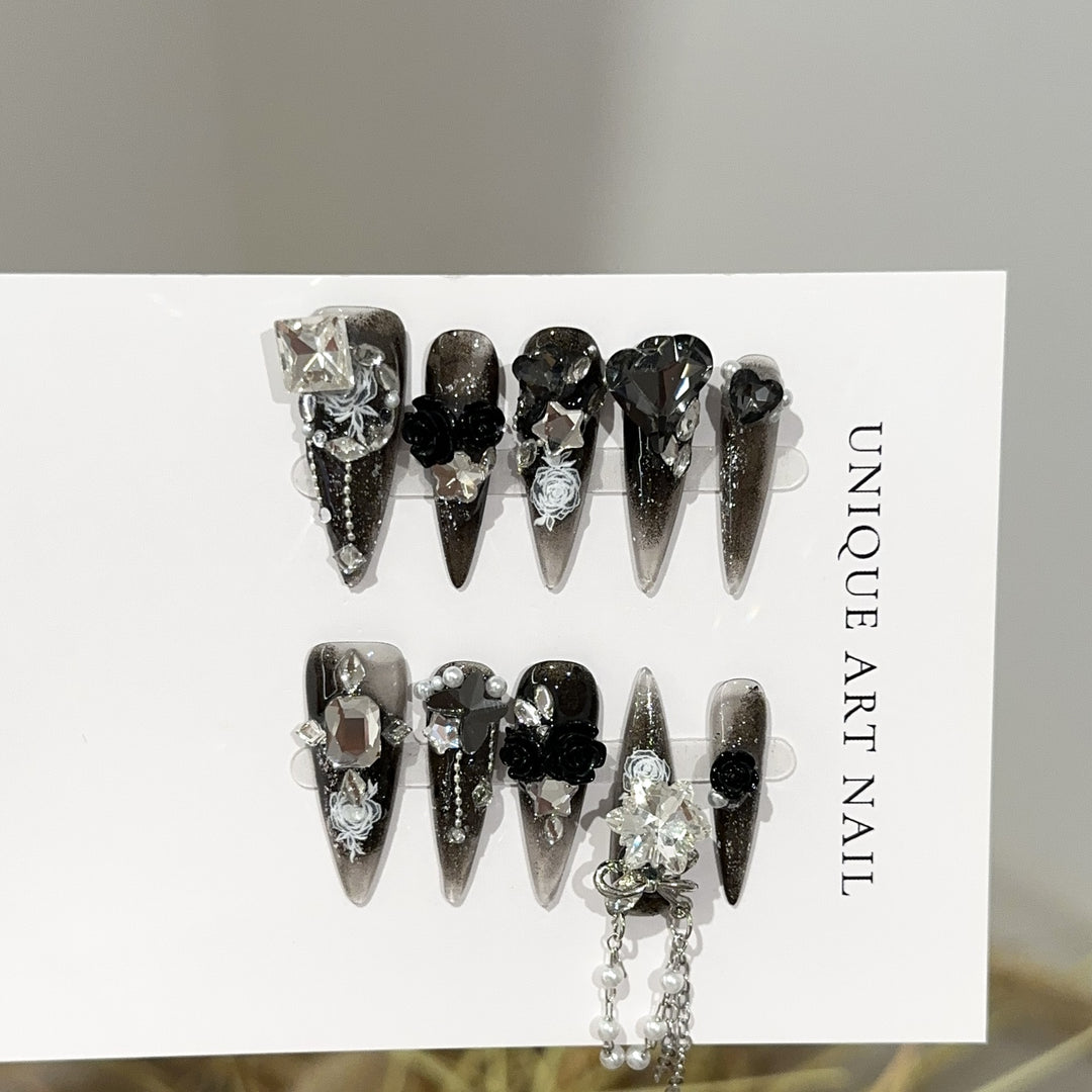 Gothic-Inspired Decorative Press-On Nail Set