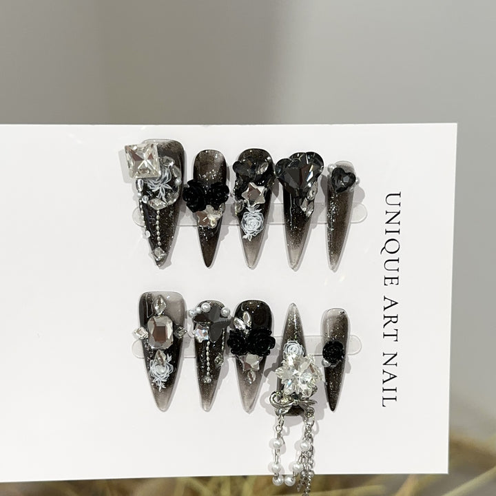 Gothic-Inspired Decorative Press-On Nail Set