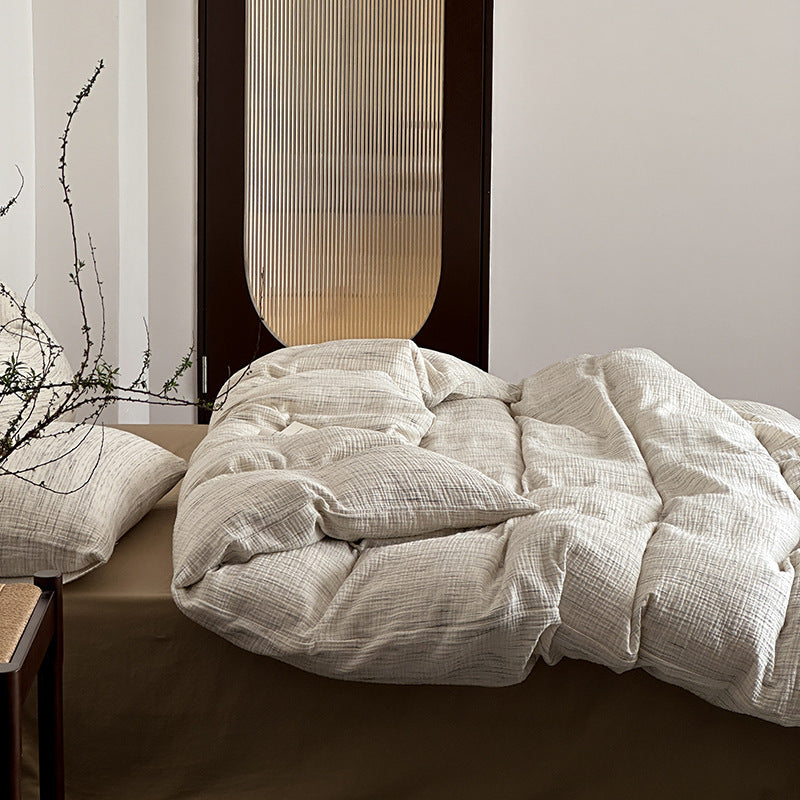 Quilt and pillow set made of breathable cotton-linen