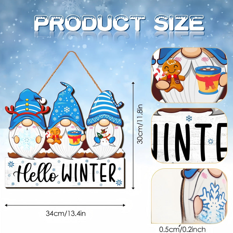 Decorative wooden sign with winter motifs Kalsten