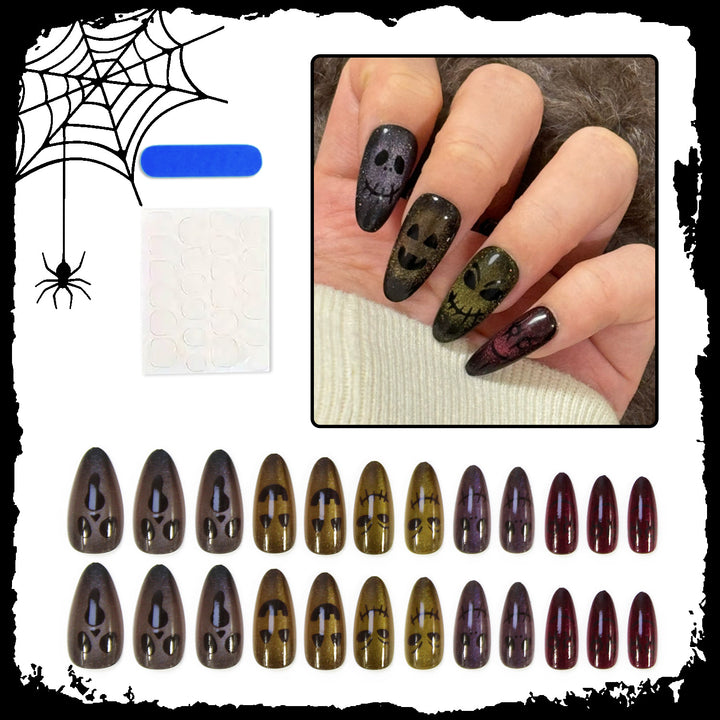 Art nail set with unique spooky designs Kalsten