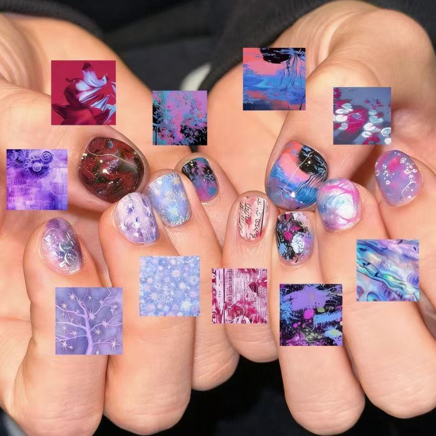 Artistic Cat-Themed Press-On Nail Art Set Kalsten