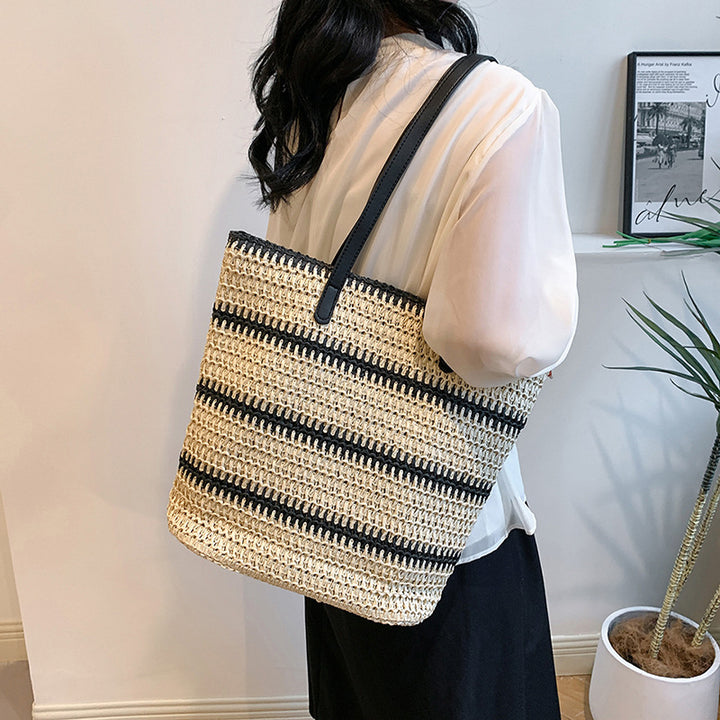 Handmade beach bag with striking leather handles Kalsten