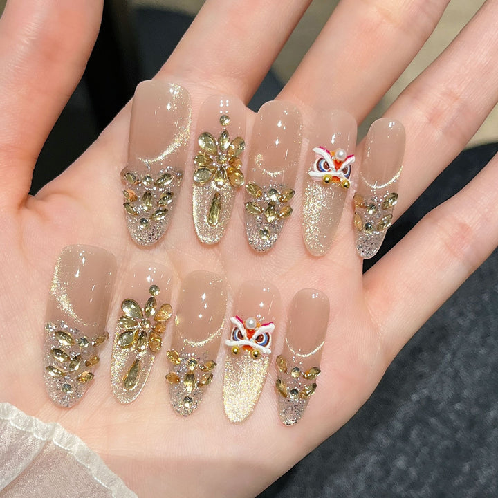 Decorative Rhinestone Floral Press-On Nail Set Kalsten