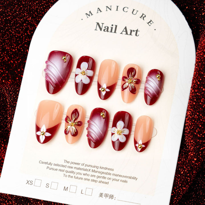 Luxurious Floral Design Press-On Nail Art Set