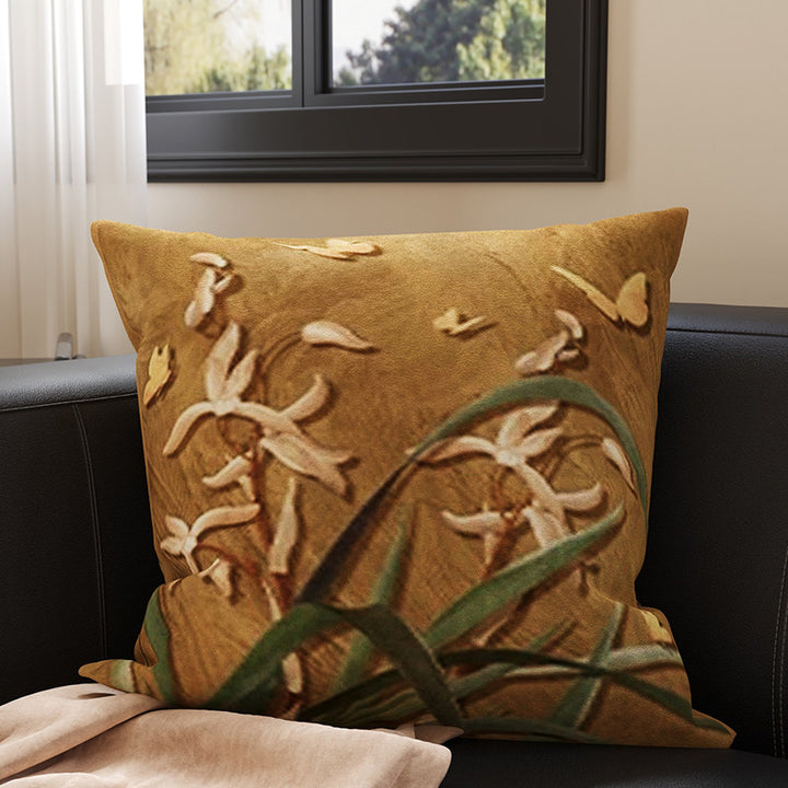 Plush Velvet Decorative Square Throw Pillow Cover with Cartoon Dog Family Illustration and Hidden Zipper