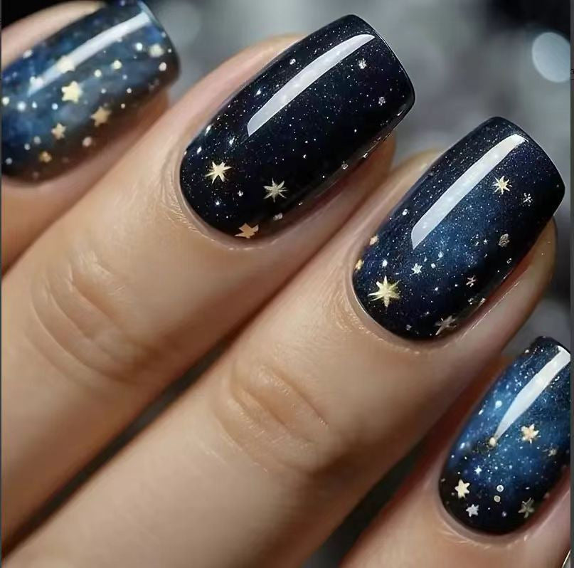Celestial Night Sky Nail Art Enhancements Kalsten