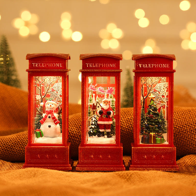 Decorative Snowman Telephone Booth Figurine Kalsten