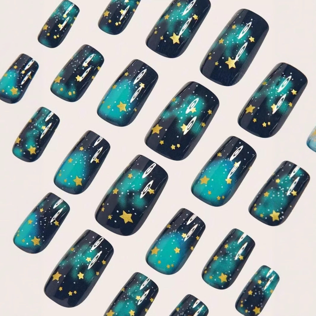 Glitter nail polish with star accents Kalsten