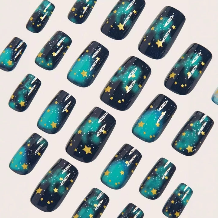 Glitter nail polish with star accents Kalsten