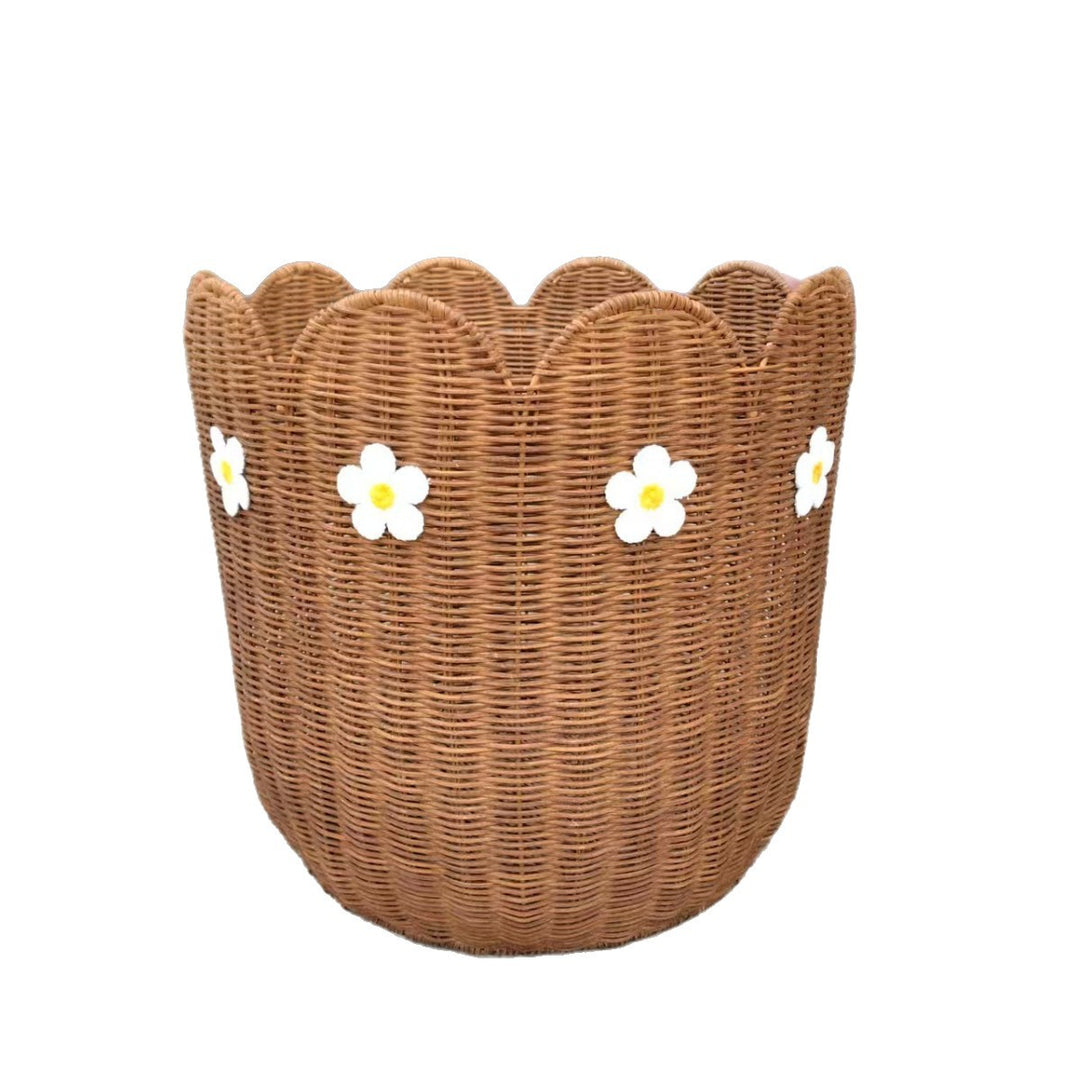 Rattan basket with flower motif Kalsten
