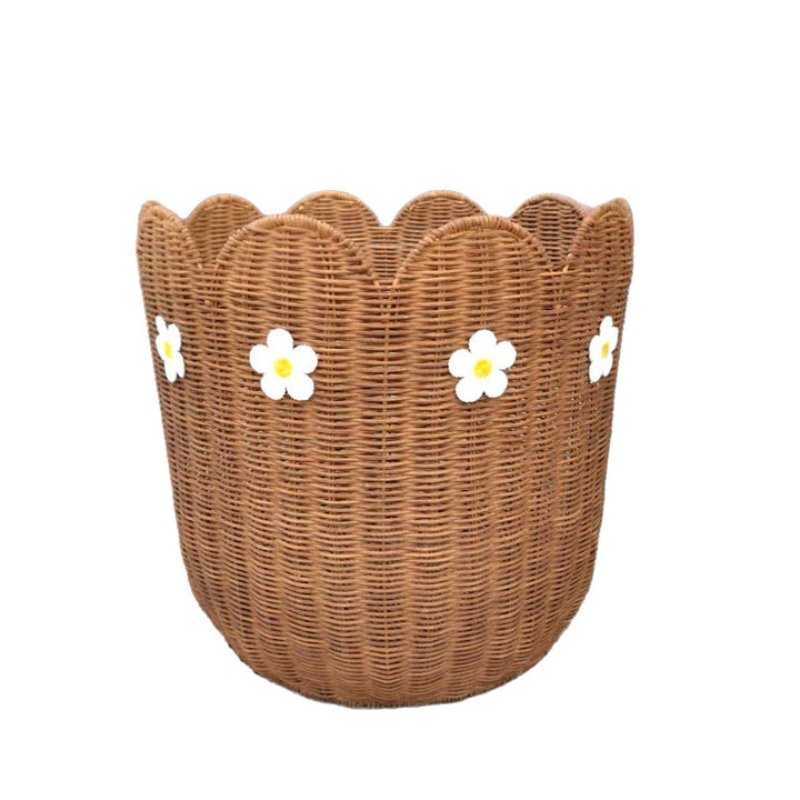 Rattan basket with flower motif Kalsten