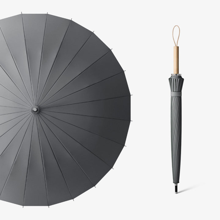 Women's elegant folding umbrella with ergonomic wooden handle and wind-resistant structure Kalsten