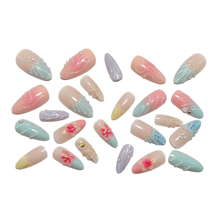 Acrylic Nail Set with Floral and Maritime Accents Kalsten