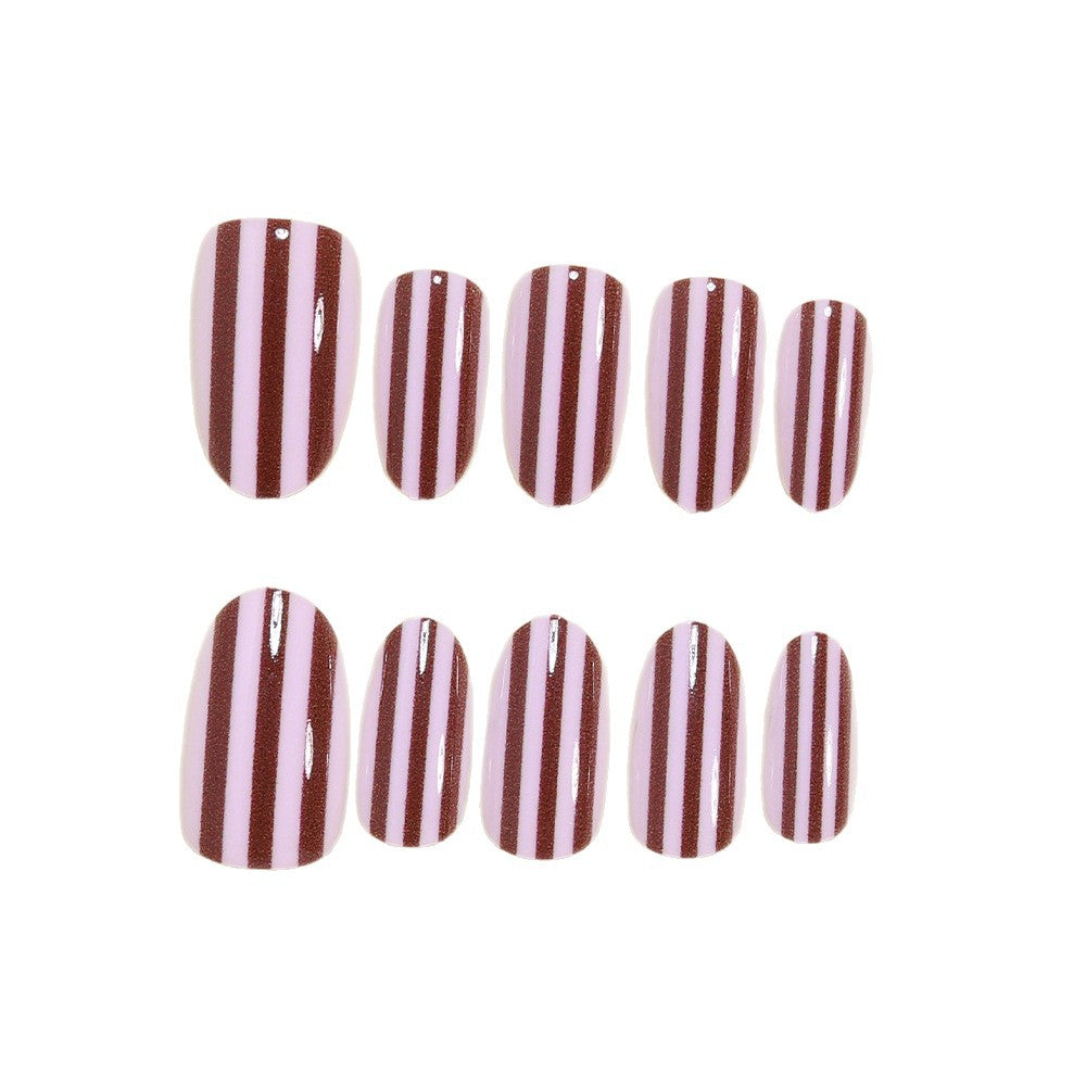 Elegant Striped Almond Press-On Nails Kalsten