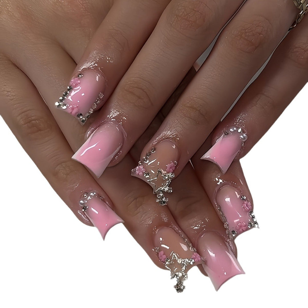 Glamorous 3D Press-On Nail Set with Star Accents Kalsten