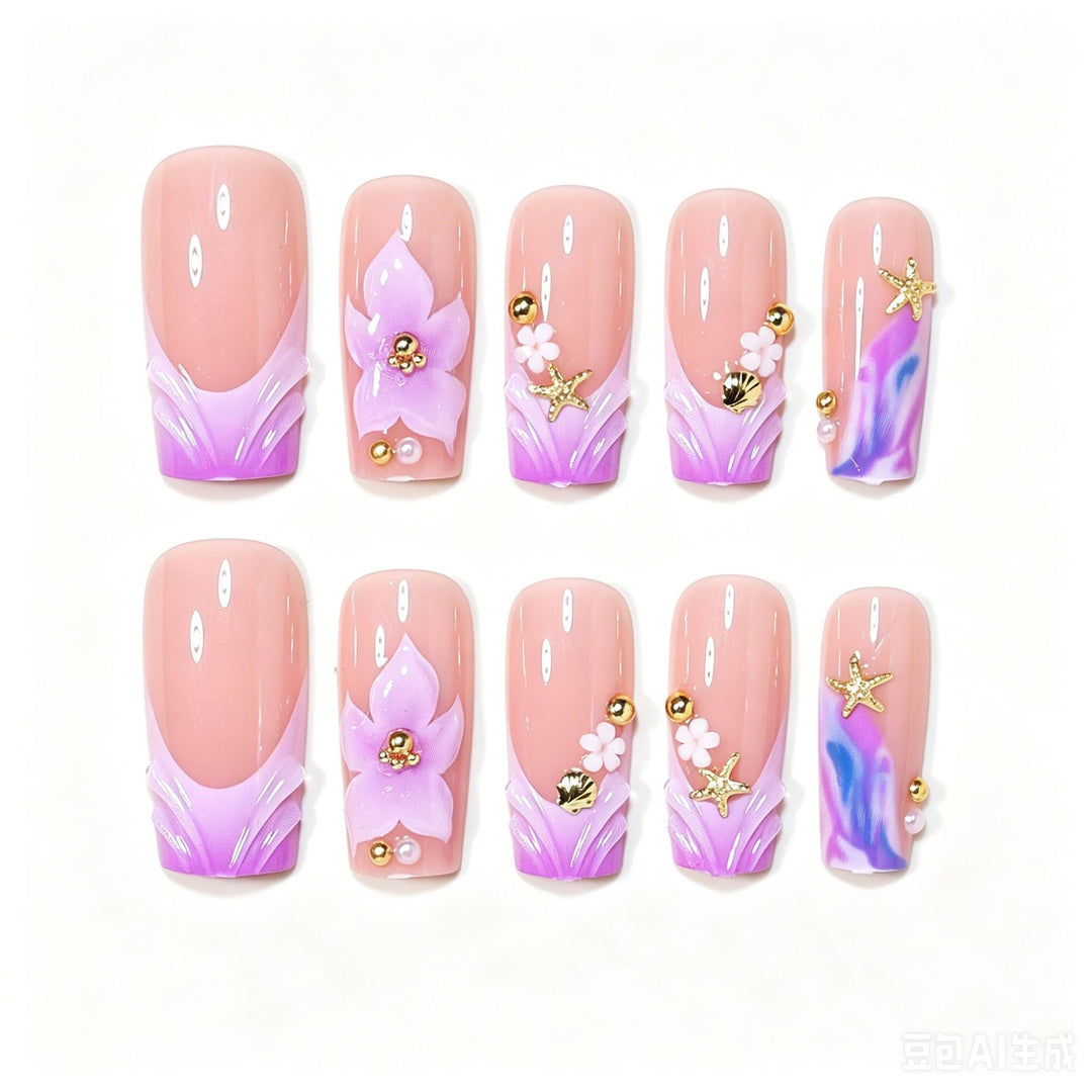 Decorative Floral Acrylic Nail Art Tips Kalsten