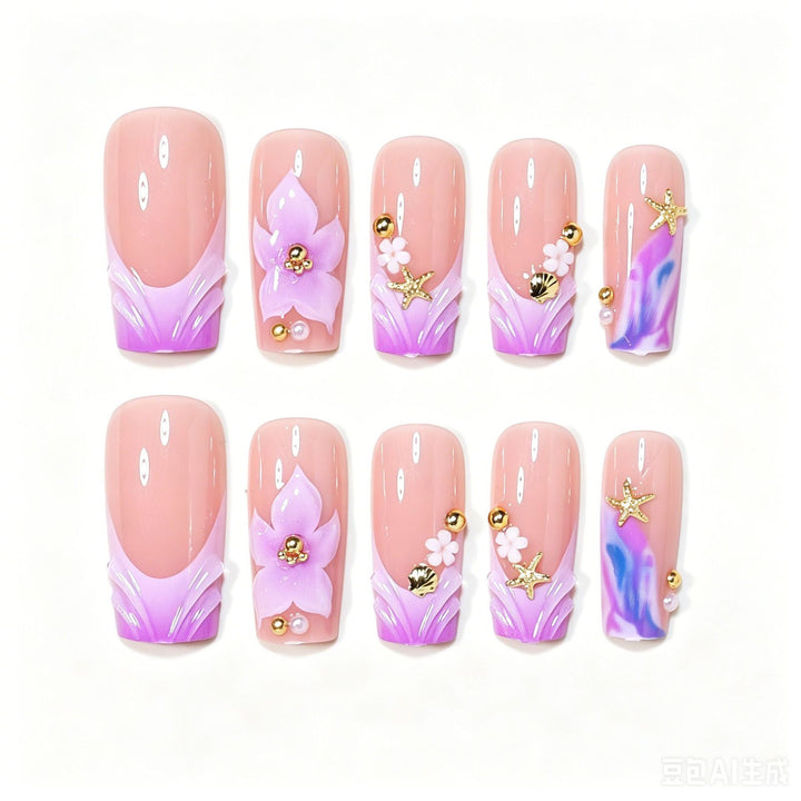 Decorative Floral Acrylic Nail Art Tips Kalsten
