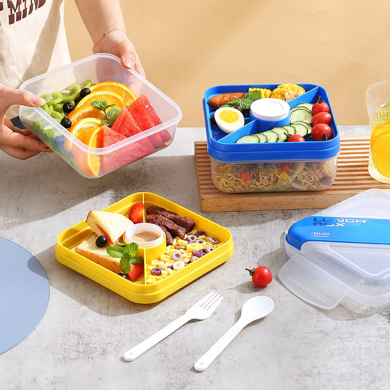 Versatile Multi-Compartment Lunch Box with Leak-Resistant Design