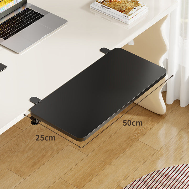 Under-Desk Bamboo Slide-Out Work Surface Clamp-Mounted Keyboard & Mouse Platform